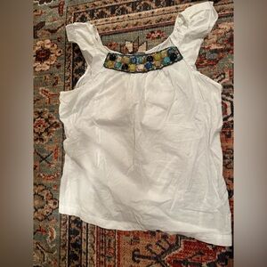Apt. 9 Tank Top Blouse Cami beaded white ruffle off shoulder L